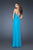 La Femme - 18726 Stone Embellished Ruched Evening Gown In Blue