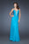 La Femme - 18726 Stone Embellished Ruched Evening Gown In Blue