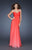 La Femme - 18732 Crystal Beaded V-neck A-line Dress in Red
