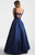 Madison James - 18-735 Ribbon Accented Plunging Back Lustrous Ballgown In Blue