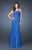 La Femme - 18738 Embellished One Shoulder Strap Ruched Gown In Blue