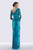 Feriani Couture - 18740 Quarter Sleeve Appliqued Peplum Long Gown In Blue and Green