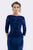Feriani Couture Quarter Sleeve Appliqued Peplum Long Gown 18740 In Blue