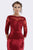Feriani Couture - 18740 Quarter Sleeve Appliqued Peplum Long Gown In Red