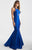 Madison James - 18-740 Lace Up Back Illusion Panel Mermaid Gown In Blue