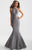 Madison James - 18-740 Lace Up Back Illusion Panel Mermaid Gown In Gray and Silver