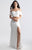Madison James - 18-745 Crystal-Adorned Off-Shoulder Sheath Gown In White