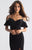 Madison James - 18-745 Crystal-Adorned Off-Shoulder Sheath Gown In Black