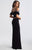 Madison James - 18-745 Crystal-Adorned Off-Shoulder Sheath Gown In Black