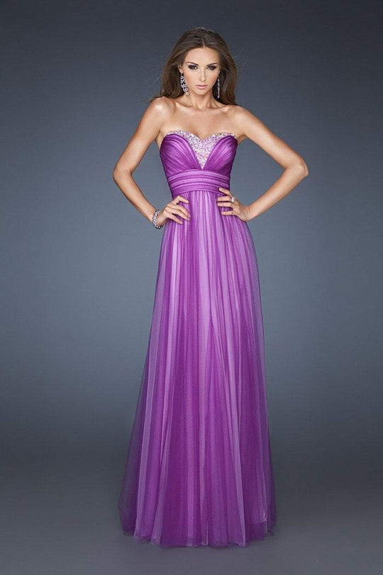 La Femme - 18746 Crystal Inset Layered Gown In Purple