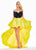 Ashley Lauren - 1874 Bow Accent Strapless High-Lo Bubble Skirt Gown In Black and Yellow