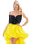 Ashley Lauren - 1874 Bow Accent Strapless High-Lo Bubble Skirt Gown In Black and Yellow