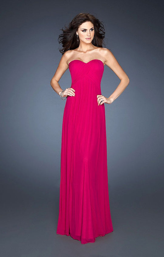 La Femme - 18752 Crossed Sweetheart A-line Dress in Pink