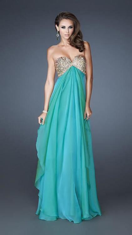 La Femme Embellished Strapless A-Line Evening Dress 18774 - 1 pc Marine Blue In Size 14 Available In Blue