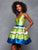 Clarisse - 3631 Deep V-neck Striped A-line Dress In Green