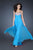 Gigi - 18786 Crystal Ruched Chiffon Gown In Turquoise