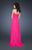 Gigi - 18786 Crystal Ruched Chiffon Gown In Hot Pink