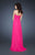 Gigi - 18786 Crystal Ruched Chiffon Gown In Hot Pink