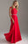 Madison James - 18-802M Cap Sleeve Jewel Trimmed Lace Bodice Gown In Red