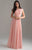Madison James - 18-802M Cap Sleeve Jewel Trimmed Lace Bodice Gown In Pink
