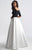 Madison James - 18-808M Quarter Sleeve Off-Shoulder Ornate Ballgown In Black and White