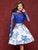 Clarisse - 3638 Two-Piece Long Sleeve Lace Floral Print Dress In Blue And White