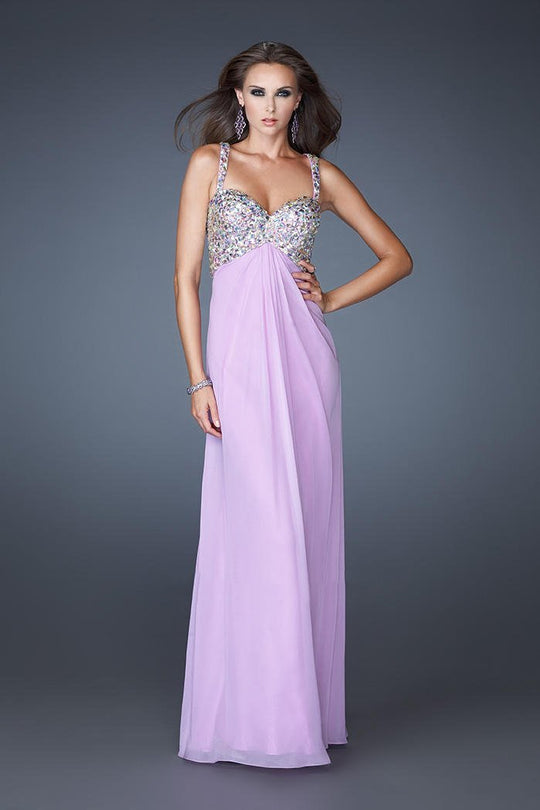 La Femme - 18841 Crystal Crusted Chiffon Gown in Purple
