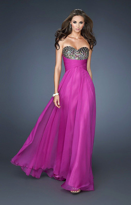 La Femme - 18846 Strappy Sweetheart Empire Gown In Purple