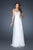 La Femme - 18847 Beaded Lace Chiffon A-line Dress In White