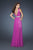 La Femme - 18865 Beaded Crystal V Neck Gown In Purple
