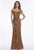 Feriani Couture - 18900 Embellished Off-Shoulder Sheath Dress In Brown