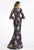 Feriani Couture - 18905 Floral Detailed V-neck Mermaid Dress In Blue