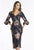Feriani Couture - 18905SH Floral Detailed V-neck Sheath Dress In Blue