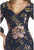 Feriani Couture - 18905SH Floral Detailed V-neck Sheath Dress In Blue