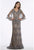 Feriani Couture - 18907 Floral Embroidered V-neck Trumpet Dress In Silver