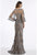 Feriani Couture - 18907 Floral Embroidered V-neck Trumpet Dress In Silver