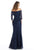 Feriani Couture - 18911 Quarter Sleeve Embroidered Peplum Long Gown In Blue
