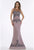 Feriani Couture - 18913 Floral Embroidered Sheer Bateau Mermaid Dress In Purple