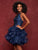 Clarisse - 3662 Sheer Embroidered High Halter Ruffle Dress In Blue