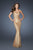 La Femme - 18964 Gilded Striped Sequin Evening Gown  in Gold