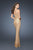 La Femme - 18964 Gilded Striped Sequin Evening Gown  in Gold