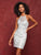 Clarisse - 3675 Metallic Lace Halter Sheath Cocktail Dress Silver