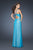 La Femme - 18985 Sequined Halter Chiffon Dress In Blue