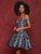 Clarisse - 3677 Tonal Beaded Laser Cut Mikado A-line Dress in Navy and White