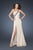 La Femme - 18994 Asymmetrical Beaded Cutout Gown in Neutral