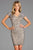 Scala - 48889 Cap Sleeve Sequined V-neck Fitted Dress In Silver