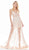 Ashley Lauren - 1457 Sequined Plunging V-Neck Dress In White and Pink
