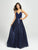 Madison James - 19-100 Sleeveless Crisscrossed Tulle A-Line Gown In Blue