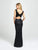 Madison James - 19-101 Two-Piece Glitter Crosshatch Sheath Gown In Black