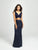 Madison James - 19-101 Two-Piece Glitter Crosshatch Sheath Gown In Blue